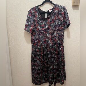 LulaRoe Floral-Print Short Sleeve Women's Dress - Black & Red